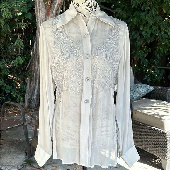 Anthropologie Tops - NWOT Vintage never worn Soutache blouse in light grey size 1 (small)